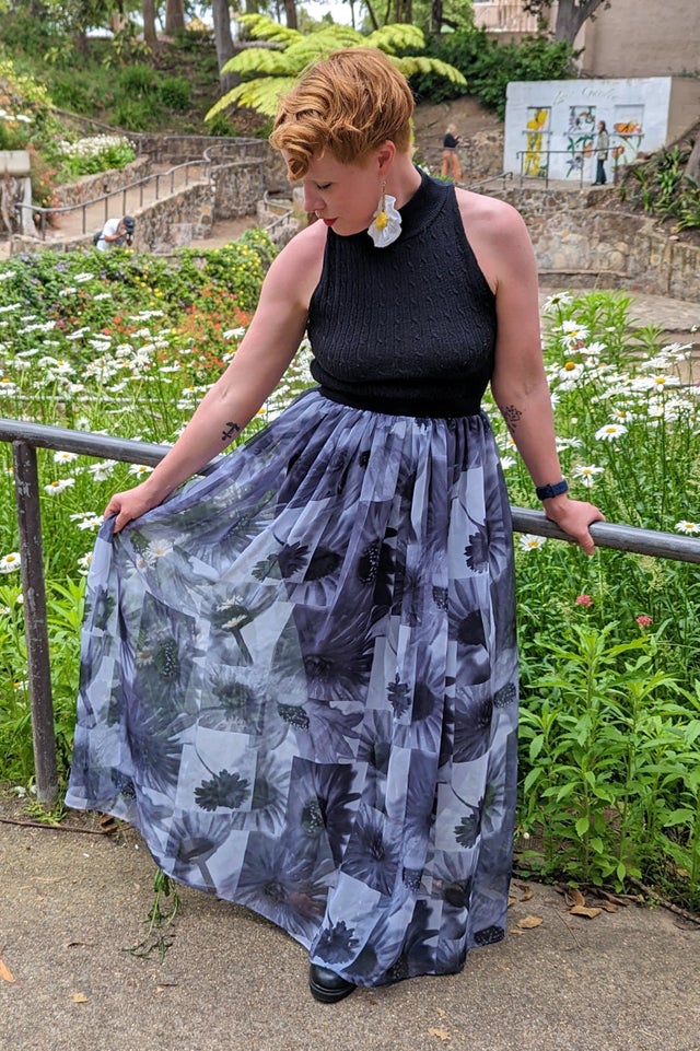 Sheer floral maxi skirt cheap